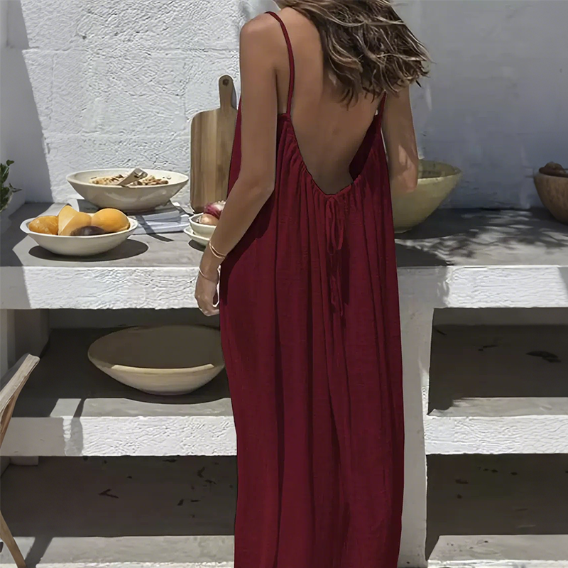 MAISON CHÉRIE | Vestido maxi mujer con tirantes finos y espalda descubierta