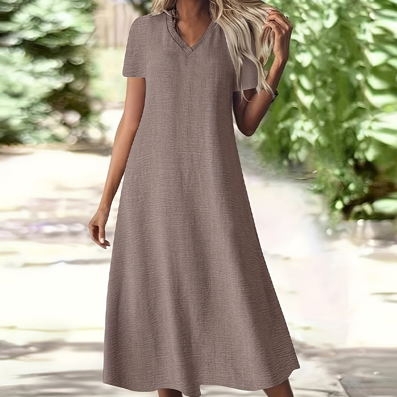Vestido Carla | Maxi con cuello en V y bolsillos