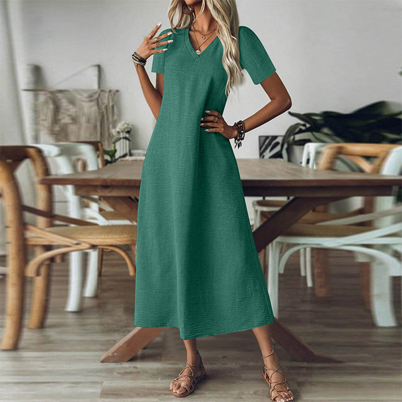 Vestido Carla | Maxi con cuello en V y bolsillos
