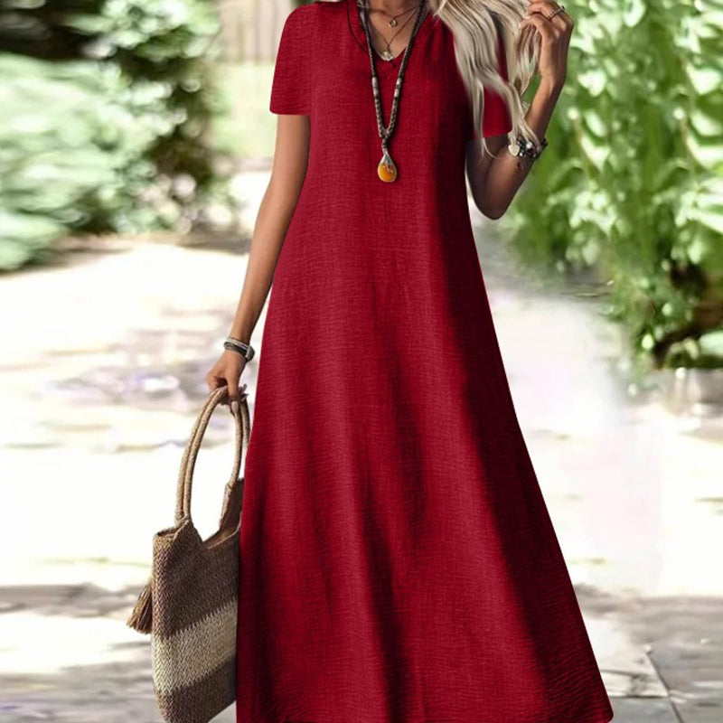 Vestido Carla | Maxi con cuello en V y bolsillos