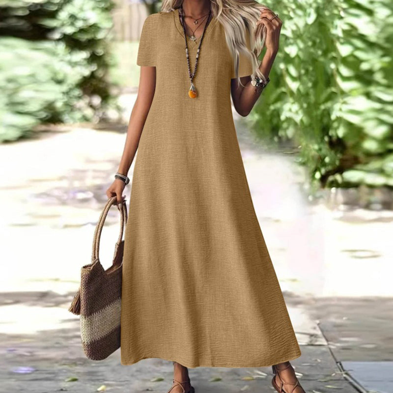 Vestido Carla | Maxi con cuello en V y bolsillos