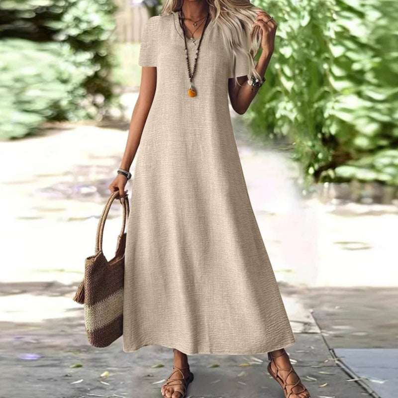 Vestido Carla | Maxi con cuello en V y bolsillos