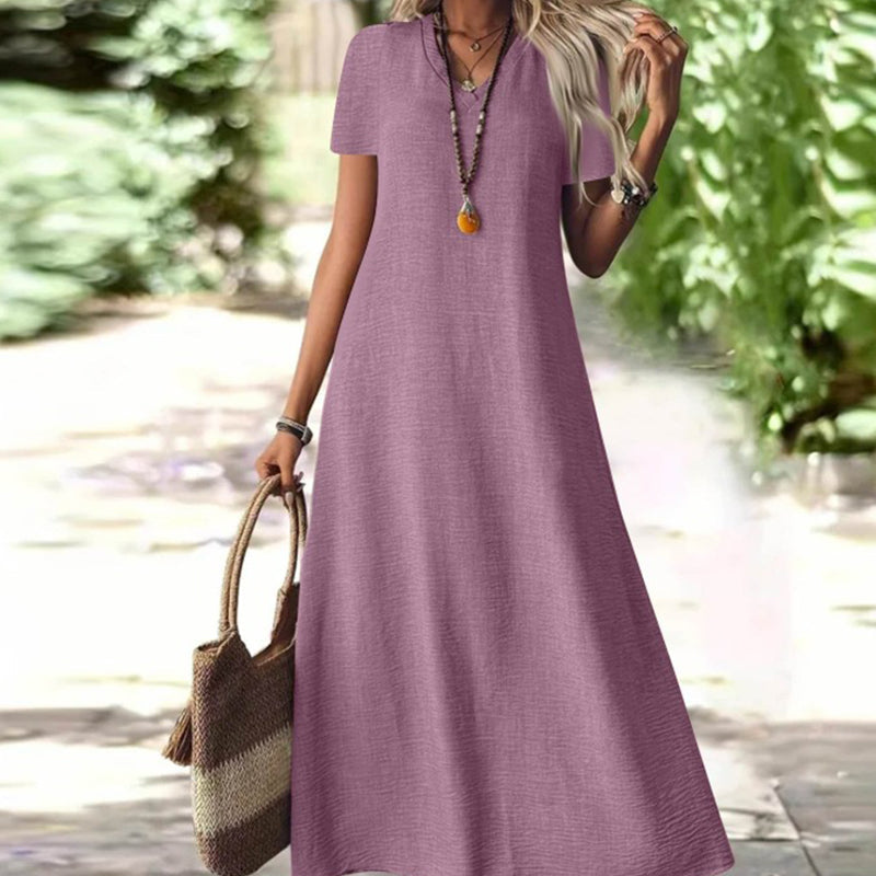Vestido Carla | Maxi con cuello en V y bolsillos