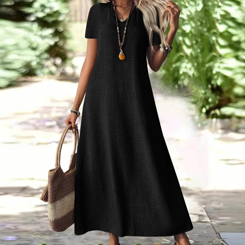Vestido Carla | Maxi con cuello en V y bolsillos