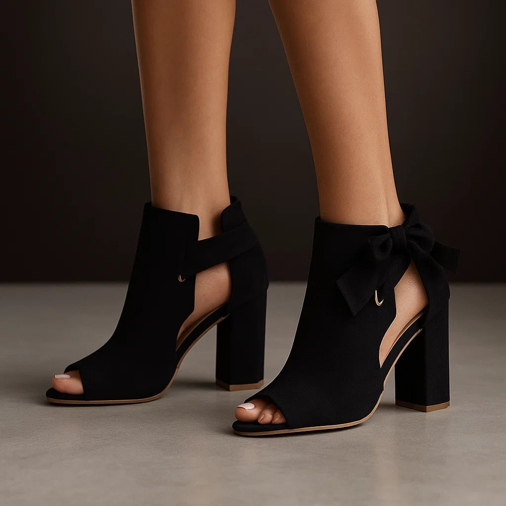 MAISON CHÉRIE | Sandalias mujer de tacón cuadrado con lazo elegante y punta abierta