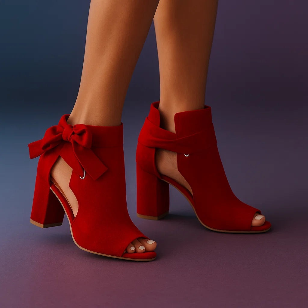 MAISON CHÉRIE | Sandalias mujer de tacón cuadrado con lazo elegante y punta abierta