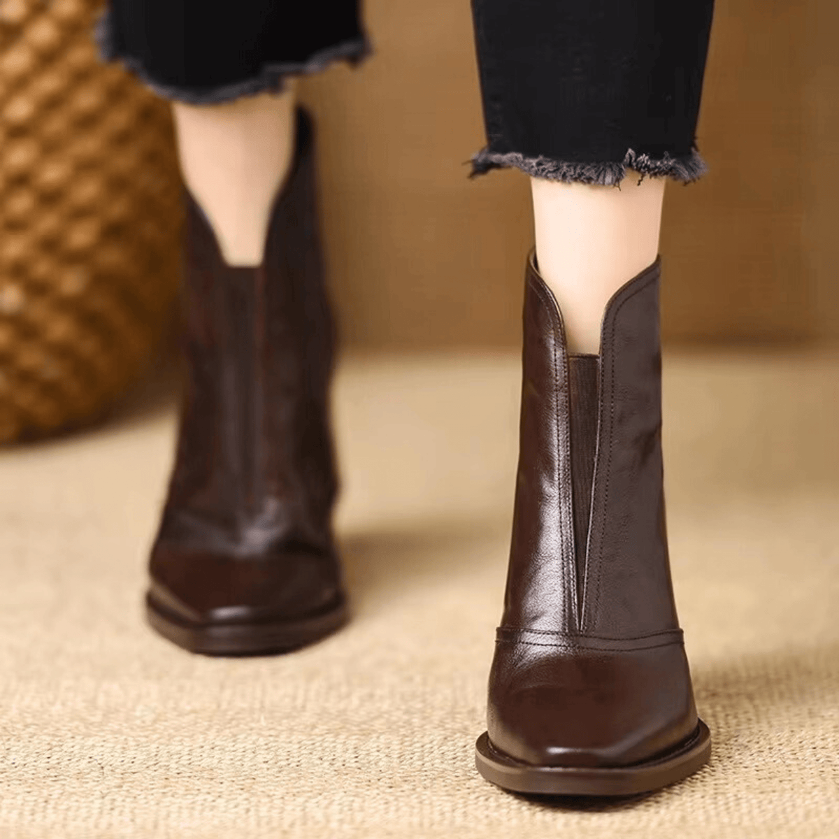 MAISON CHÉRIE | Botas mujer al tobillo con tacón ancho y cremallera – estilo elegante urbano