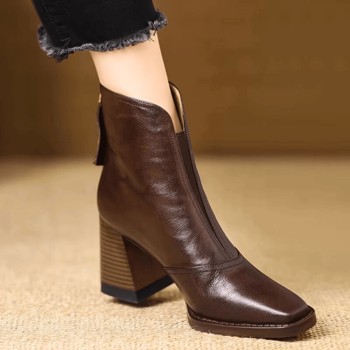 MAISON CHÉRIE | Botas mujer al tobillo con tacón ancho y cremallera – estilo elegante urbano