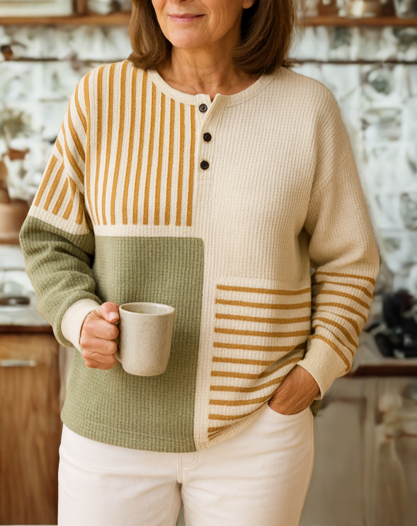 MAISON CHÉRIE | Suéter Mujer Tejido Grueso Con Botones – Estilo Cálido y Casual