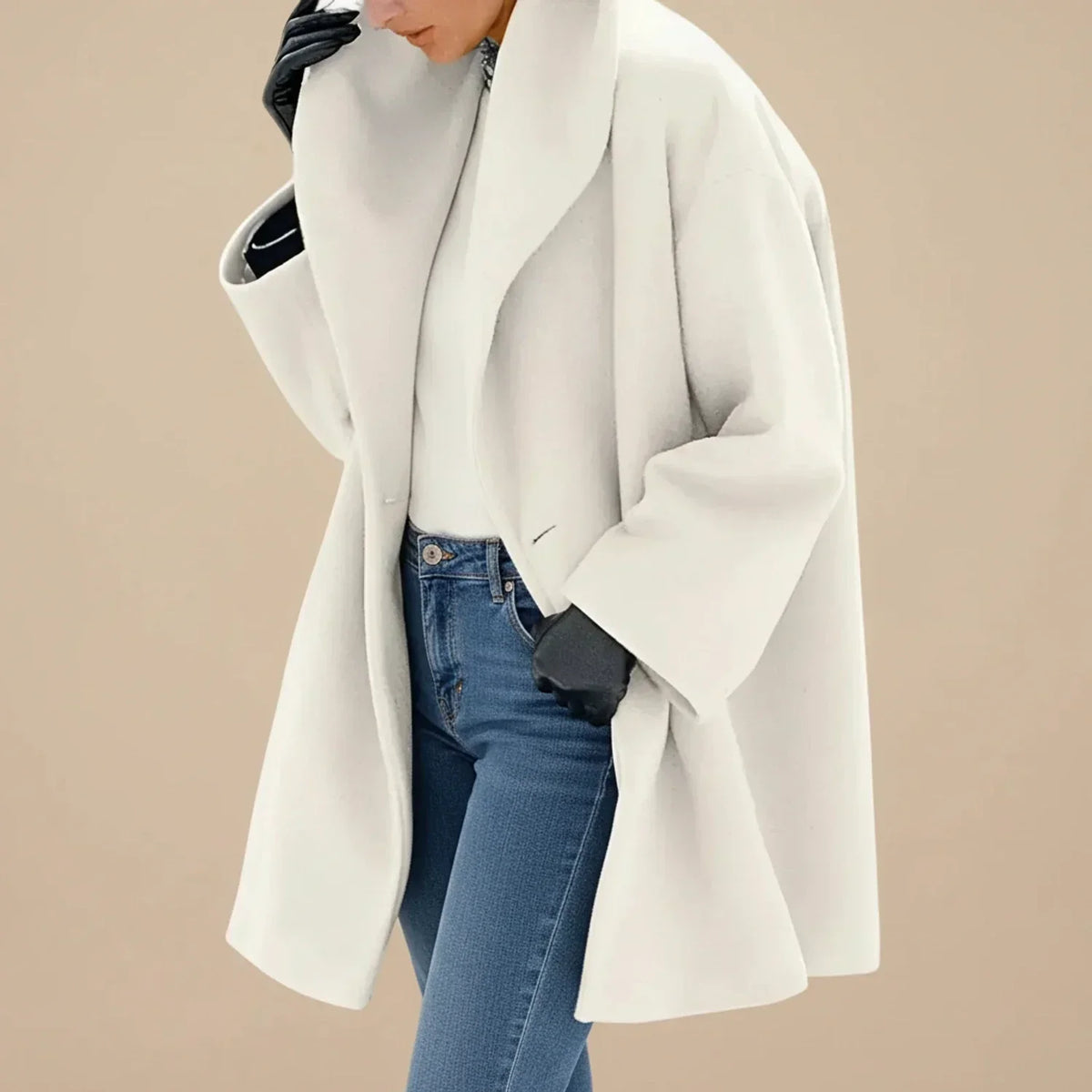 MAISON CHÉRIE | Abrigo de mujer oversize con cuello ancho y corte evasé elegante