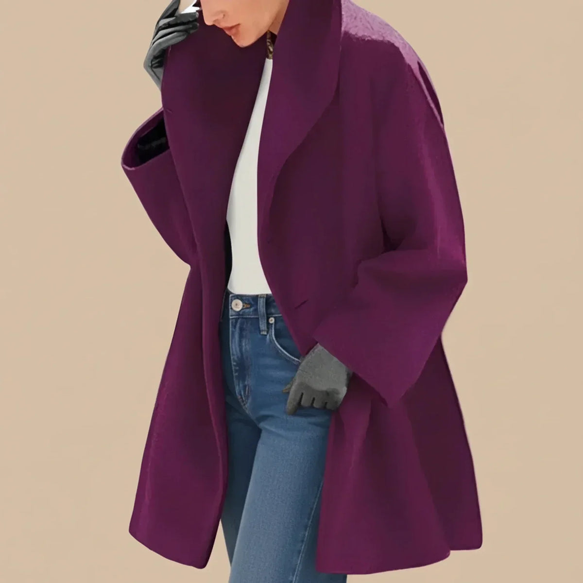 MAISON CHÉRIE | Abrigo de mujer oversize con cuello ancho y corte evasé elegante