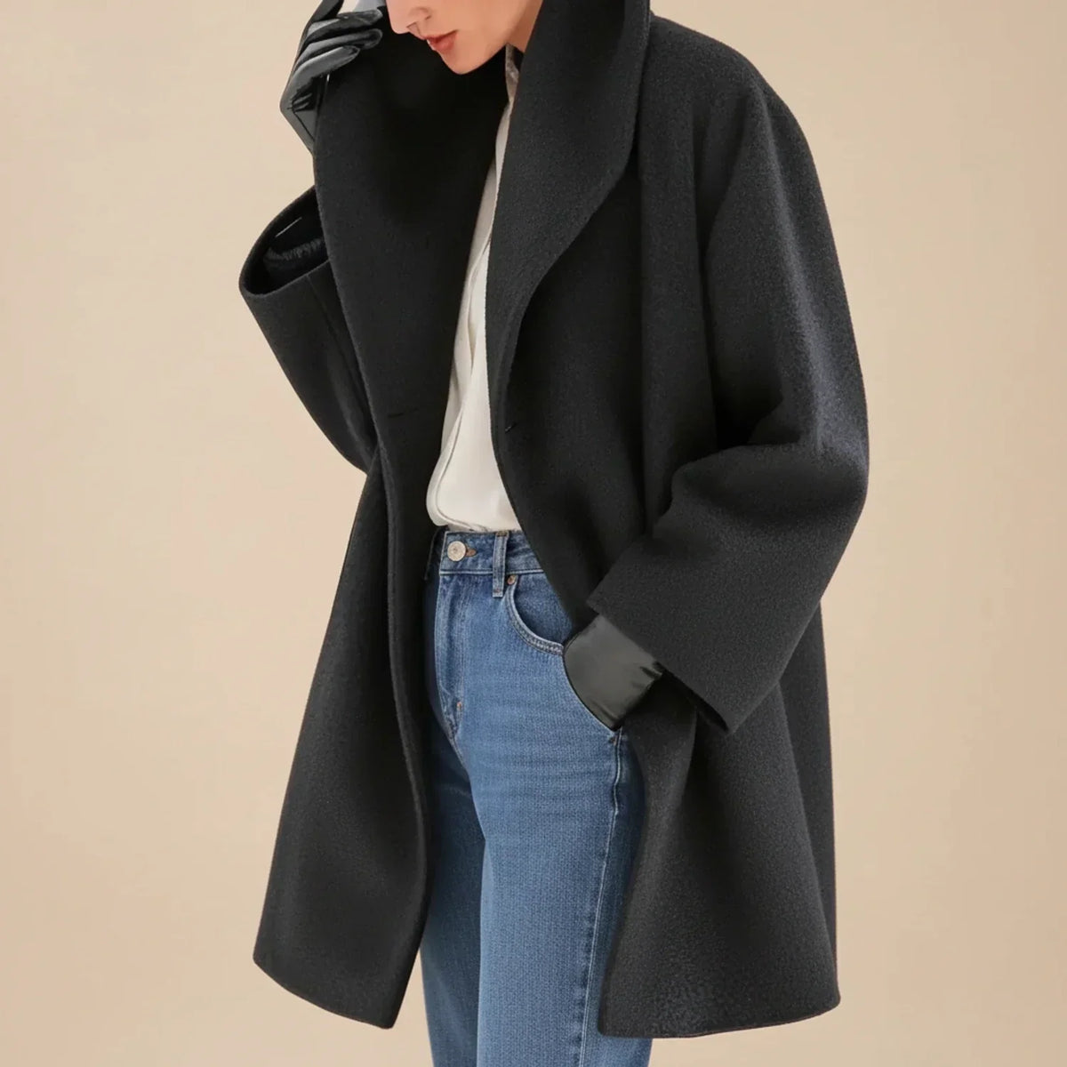 MAISON CHÉRIE | Abrigo de mujer oversize con cuello ancho y corte evasé elegante