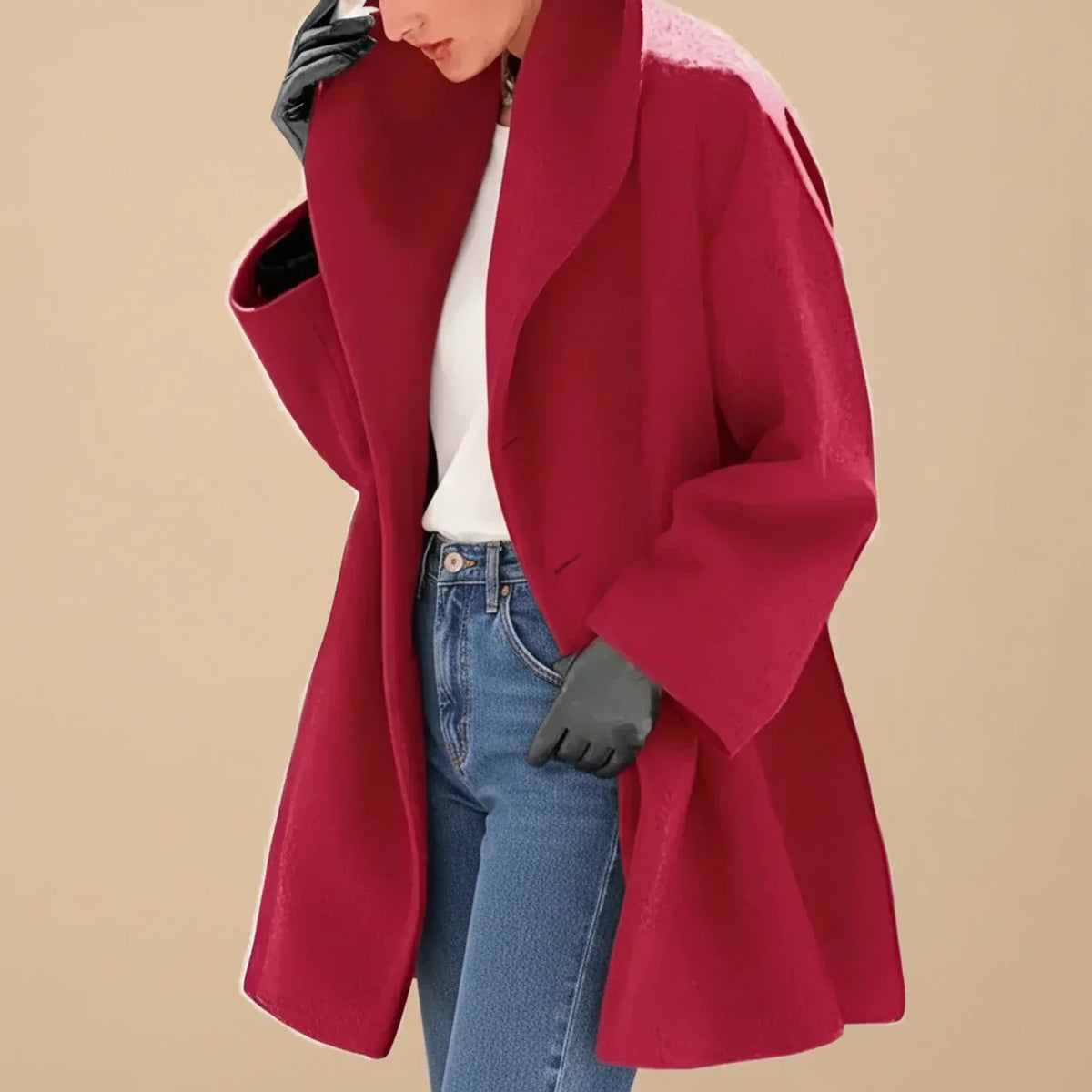 MAISON CHÉRIE | Abrigo de mujer oversize con cuello ancho y corte evasé elegante